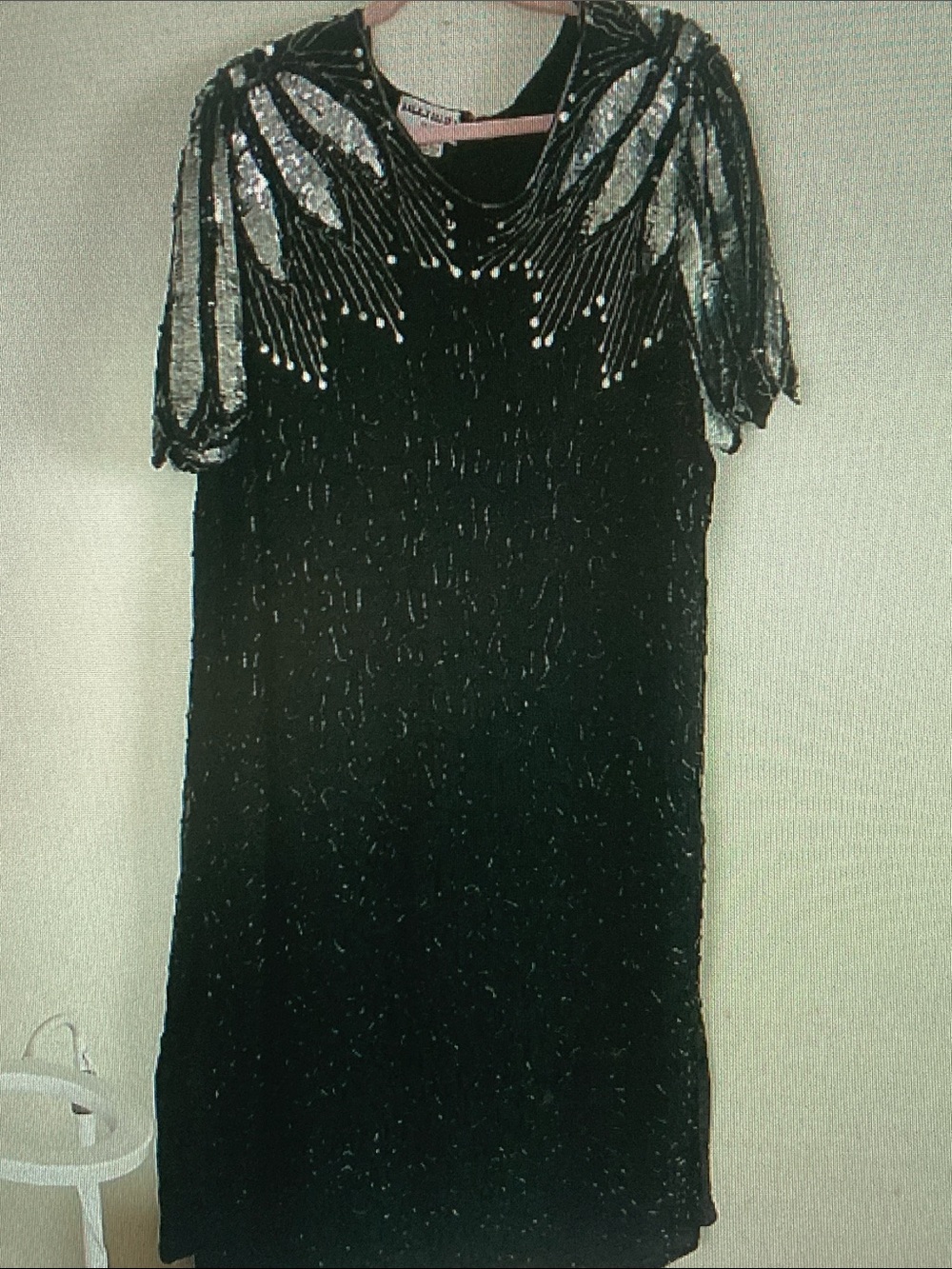Cherish Black Midi Dress with Silver Sequin Accents